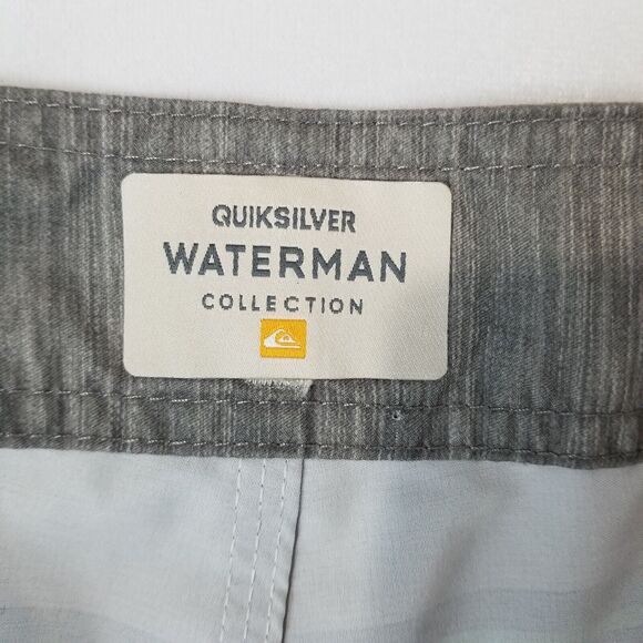 Quicksilver Swim Trunks Mens 34 Gray Striped Waterman Collection Board Shorts - Picture 4 of 10
